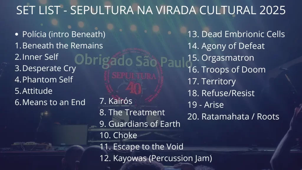 Sepultura - Virada Cultural 2025 -Set List